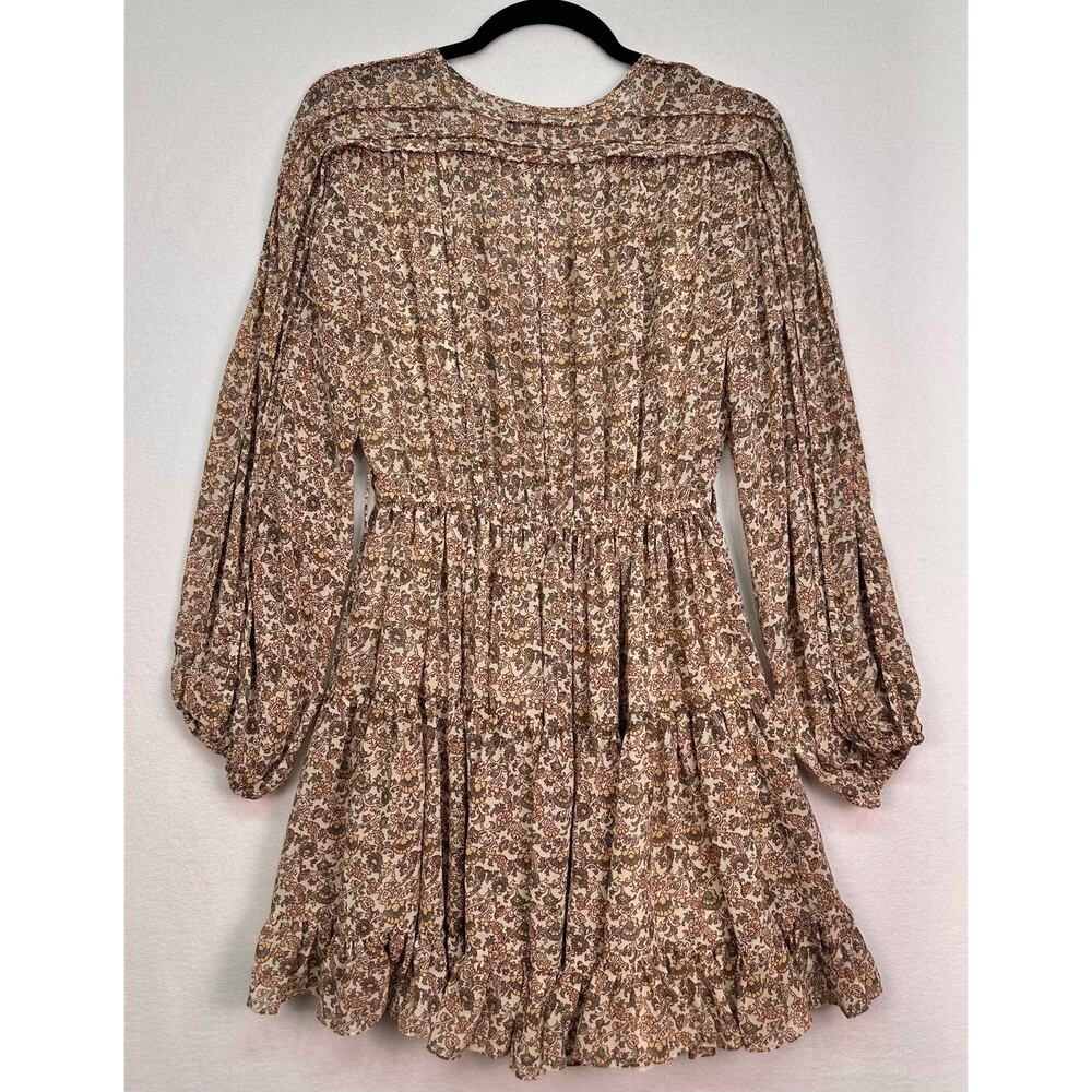 Caara Floral Print Fit and Flare Long Sleeve Mini Dress Size XS - Picture 5 of 12